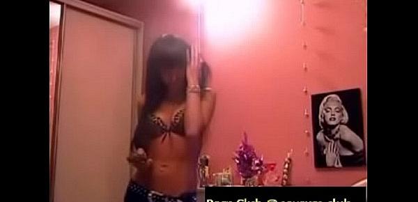  Asian girl showing her big bump and pink nipples while doing hot belly dance for her boyfriend (new)